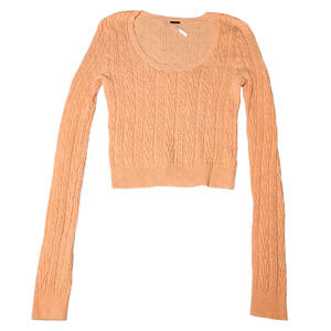 Free People Cable Knit Cropped Long Sleeve